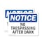Signmission No Trespassing After Dark OSHA Notice Sign, Plastic, 10in W x 7in L, 2PK OS-2PACK-NS-P-710-L-14905 - alternate 1